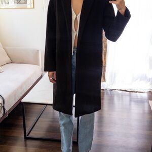 Black cotton/fleece blend Long Coat